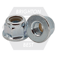 M8-1.25 Nylon Flange Lock Nuts, Non-Serrated, Metric Class 8, Zinc Cr+3, Coarse (UNC), DIN 6926, Qty 100