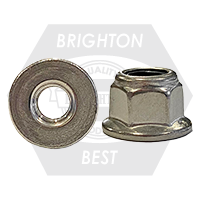 M6-1.00 Nylon Flange Lock Nuts, Non-Serrated, Metric 18-8 Stainless Steel A2, Coarse (UNC), DIN 6926, Qty 100