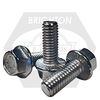 3/8"-16 x 3/4" Hex Head Serrated Flange Screw w/ Wax, 18-8 Stainless Steel , Fully Threaded, Qty 100