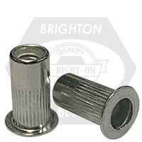 10-32 (.130-.225) Aluminum Rivet Nuts, Large Flange, Knurled Body, Qty 1000