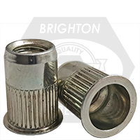 M10 (.150-.312) Steel Rivet Nuts, Small Flange, Knurled Body, Zinc-Yellow Cr+3, Qty 500