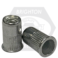 10-24 (.130-.225) Aluminum Rivet Nuts, Small Flange, Knurled Body, Qty 500