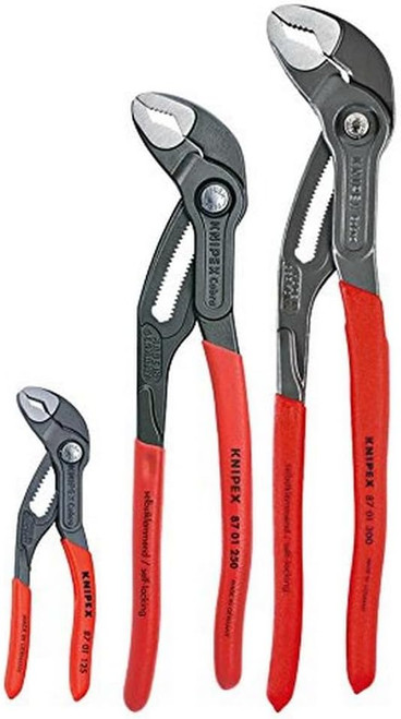 Knipex 9K 00 80 122 US 3 Pc Cobra Set w/ Keeper Pouch (87 01 125, 87 01 250,  87 01 300, 9K 00 90 12 US)
