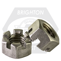 1 3/8"-12 Hex Nuts, Slotted, Plain Finish, Qty 35