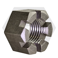 7/8"-9 Heavy Hex Nuts, Slotted, Plain Finish, Coarse (UNC), Qty 100