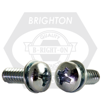 1/4"-20 x 5/8" Machine Screws w/ External Tooth Lock Washer, Phillips Pan Head, SEMS, Zinc Cr+3, Qty 2500