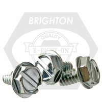 #10-32 x 1" Thread-Cutting Screws, Slotted Indent Hex Washer Head HWH, Type 23(T), Zinc Cr+3, Full Thread, Qty 4000