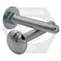 M16-2.00 x 80 mm Carriage Bolts, Metric Class 8.8, Zinc Cr+3, Full Thread, Coarse (UNC), DIN 603, Qty 100