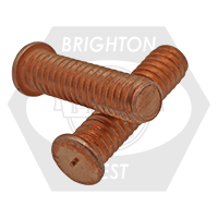 1/4"-20 x 3/4" Flanged Capacitor Discharge (Cd) Stud, Mild Steel, Copper Plated, Qty 2500