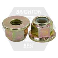 M8-1.25 Nylon Flange Lock Nuts, Non-Serrated, Metric Class 10, Zinc-Yellow Cr+6, Coarse (UNC), DIN 6926, Qty 1500