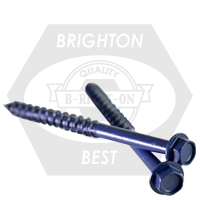 1/4" x 2 1/4" Concrete Screws, Commercial Grade, Slotted Indent Hex Washer Head HWH, Blue Finish, High Low Thread, Qty 100