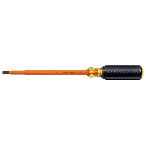 Klein Tools 605-7-INS Insulated Screwdriver, 1/4-Inch Cabinet, 7-Inch Round Shank