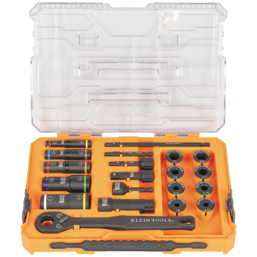 Klein Tools 65240 KNECT Impact Pass Through and Deep-Well Flip Socket Set, 20-pc