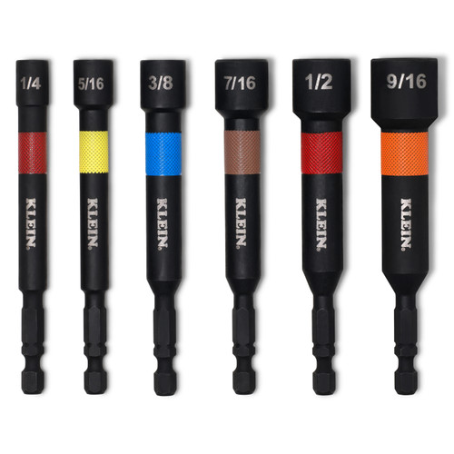 Klein Tools 32946S Magnetic Power Nut Setters, 4-Inch Shaft, 6-Piece