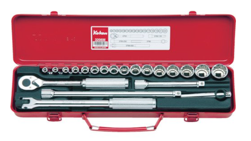 Ko-ken 3206M 3/8 Sq. Dr. Socket set   6, 12 point   21 pieces