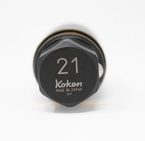 Ko-ken 280PM-21 21 Hex Dr. Wheel Nut Adaptor Socket  21mm Extra Thin walled Length 55mm Color coded Protector