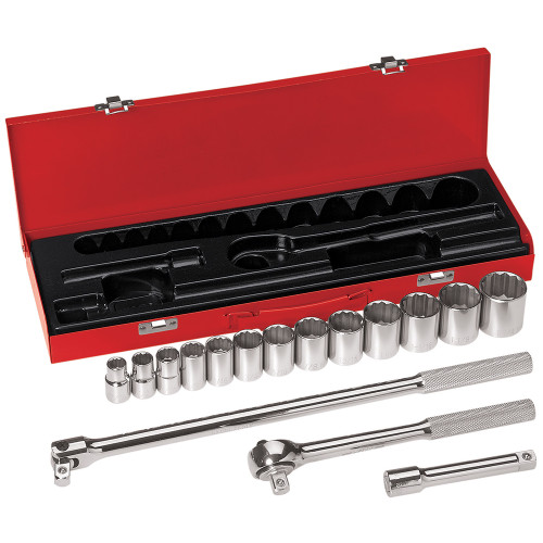 Klein Tools 65512 1/2-Inch Drive Socket Wrench Set, 16-Piece