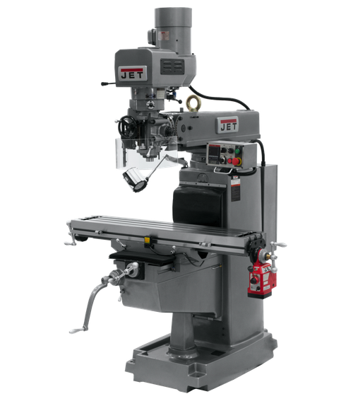JET JT9-690606 JTM-1050EVS2/230 Mill With 3-Axis Acu-Rite 203 DRO (Q) With X, Y and Z-Axis Powerfeeds and Air P