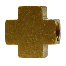 Midland Metal 28041 Pipe Cross, 1/8 in FNPTF x 1/8 in FNPTF x 1/8 in FNPTF x 1/8 in FNPTF, Brass