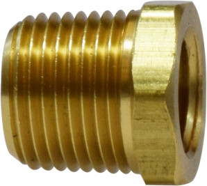 Midland Metal 28112 Hex Bushing, 1 in MNPT x 1/4 in FNPT, 1.15 in, Brass