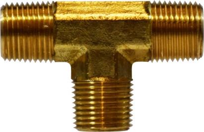 Midland Metal 28294 Pipe Tee, 3/4 in MNPT x 3/4 in MNPT x 3/4 in MNPT, Brass