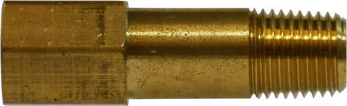 Midland Metal 28340 Long Extension Adapter, 1/4 in FNPTF x 1/4 in MNPTF, 2-1/16 in, Brass