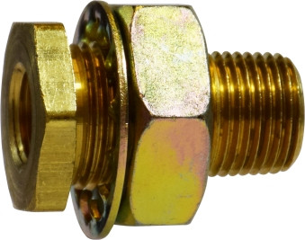 Midland Metal 28346 Bulkhead Connector, 3/8 in FNPTF x 1/2 in MNPTF, Brass