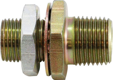 Midland Metal 28325 Bulkhead Adapter, 1/2 in MIP x 1/4 in FIP, Brass/Steel
