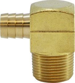 Midland Metal 32330 90 deg Square Barstock Brazed Elbow, 3/4 in Hose Barbed x 1 in MIP, Brass
