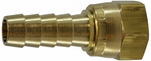 Midland Metal 32336C Adapter, 3/8 in Hose Barbed x 3/8 in Female JIC, Brass