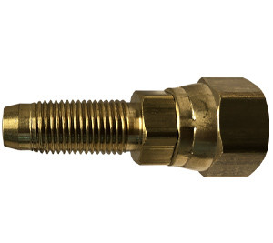 Midland Metal 32770 Reusable Swivel Stem Adapter, 1/4 in Hose Barbed x 1/4 in FNPSM, Brass