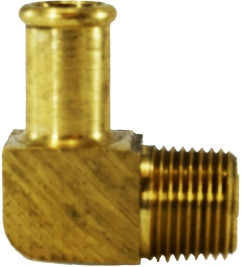 Midland Metal 32186 90 deg Elbow, 3/8 in Bubble Barbed x 3/8 in MIP, Brass