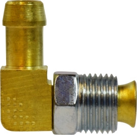 Midland Metal 38874 90 deg Swivel Elbow, 3/8 in Hose Barbed x 3/8 in Male Inverted Flared, Brass