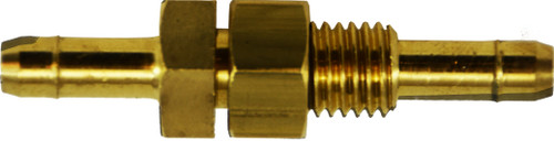 Midland Metal 21082 Single Bulkhead Union, 1/4 in Barbed x 1/4 in Barbed, Brass