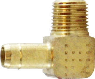 Midland Metal 21119 90 deg Single Barb Elbow, 3/8 in Tube OD x 1/4 in MIP, Brass
