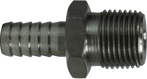 Midland Metal 34592 NPT To Barb Adapter, Stainless Steel Hose Barbs, 3/8 Ss Barb x Mip, Brass Fittings