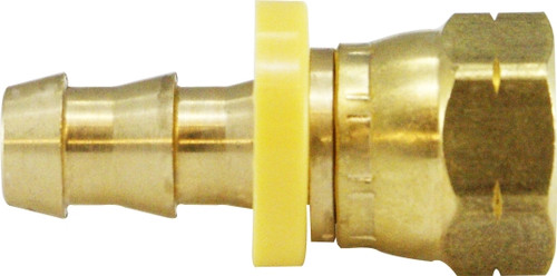Midland Metal 30254 Swivel Connector, 5/16 in Push-On Hose Barbed x 5/16 in Female SAE 45 deg Flared, Brass