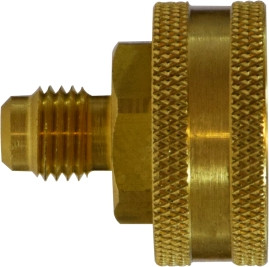 Midland Metal 30052 Straight Swivel Adapter, 1/4 in Male Flared x 3/4 in FGH, Brass