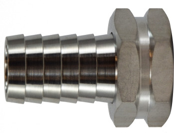 Midland Metal 30032SS Garden Hose Swivel Adapter, 1/2 in Hose Barbed x 3/4 in FGH, Stainless Steel