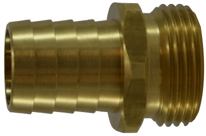 Midland Metal 30551 Short Shank Hex Adapter, 5/8 in Garden Hose Barbed x 3/4 in MNPSM, Brass