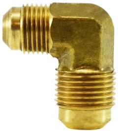 Midland Metal 10421 90 deg Reducing Elbow, 5/8 in SAE 45 deg Male Flared x 1/2 in SAE 45 deg Male Flared, Brass