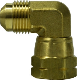Midland Metal 10496 Swivel Elbow, 5/8 in SAE 45 deg Male Flared x 5/8 in SAE 45 deg Female Flared, Brass