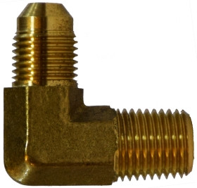 Midland Metal 28783F 90 deg Elbow, 1-1/16 in Male JIC x 3/4 in MIP, Brass
