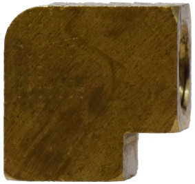 Midland Metal 12112 90 deg Elbow, 3/8 in Female Inverted Flared x 1/4 in FNPTF, Brass