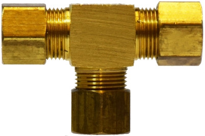 Midland Metal 18103B Barstock Tee, 1/4 in Compression x 1/4 in Compression x 1/4 in Compression, Brass