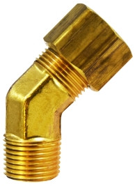 Midland Metal 18332 45 deg Elbow, 5/16 in Tube OD x 1/4 in Male NPTF, Brass