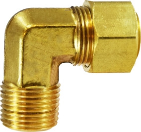 Midland Metal 26225B 90 deg Elbow with 26003 Captive Sleeve Nut, 1/4 in Compression x 1/4 in MNPTF, Brass