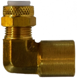 Midland Metal Poly-Flo 20302 90 deg Elbow, 1/4 in Tube OD x 1/8 in FNPTF, Brass