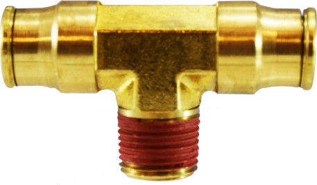 Midland Metal 20117 Fixed Branch Tee, 3/8 in Tube OD x 1/8 in Male NPTF x 3/8 in Tube OD, Brass