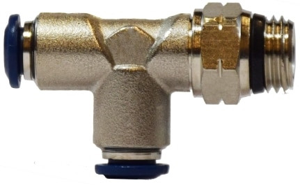 Midland Metal 20095N Swivel Run Tee, 1/8 in Tube OD x 1/8 in MPT x 1/8 in Tube OD, Brass, Nickel-Plated